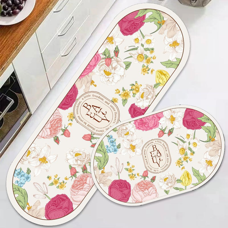 Floral Design Anti-Fatigue Kitchen Mat Kalsten
