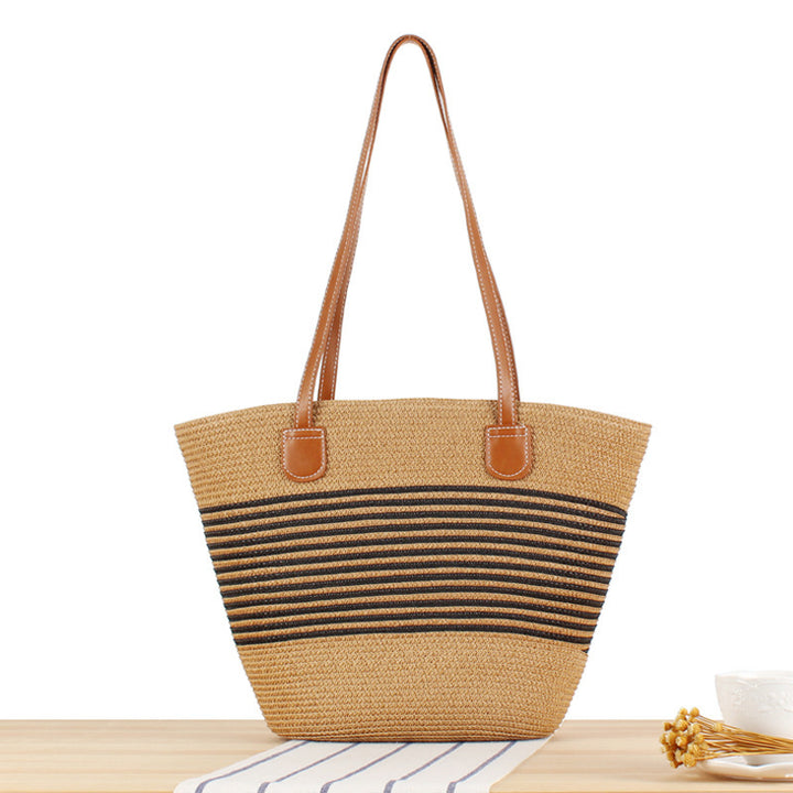 Elegant Straw Bag with Attractive Leather Handles Kalsten