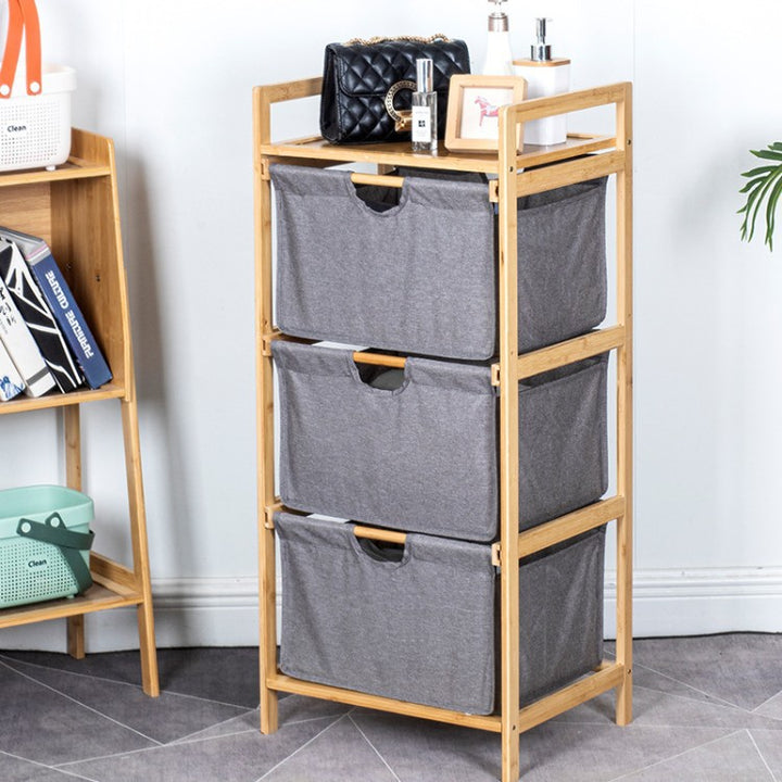 Laundry basket with bamboo frame and fabric insert Kalsten