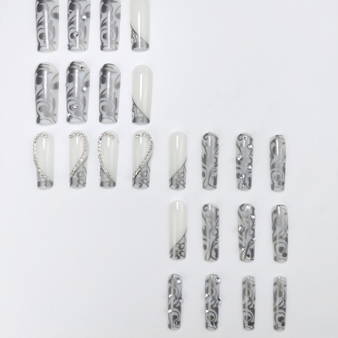 Artificial nails with sparkling rhinestones Kalsten
