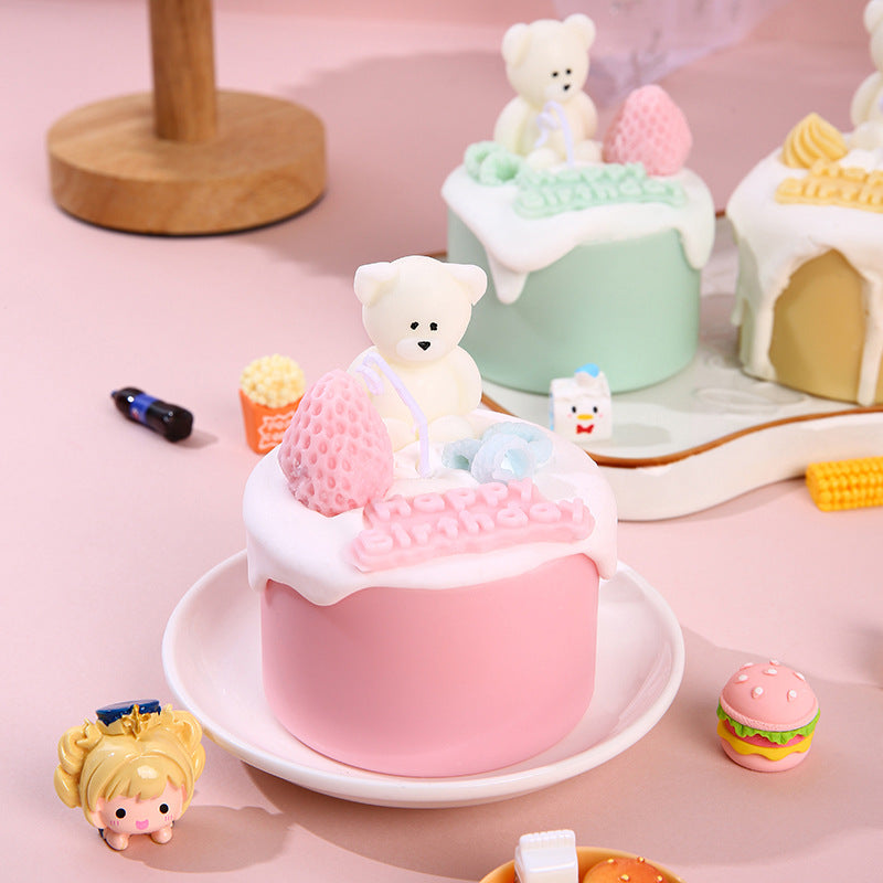 Soft Scented Dessert Squishy Stress Toy with Bear Topper