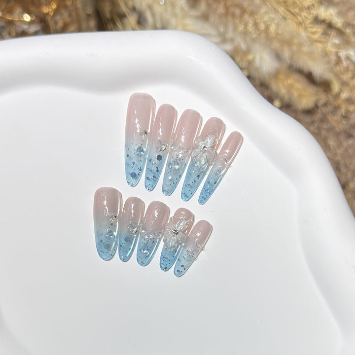 Ombre Floral Press-On Nail Art Set Kalsten