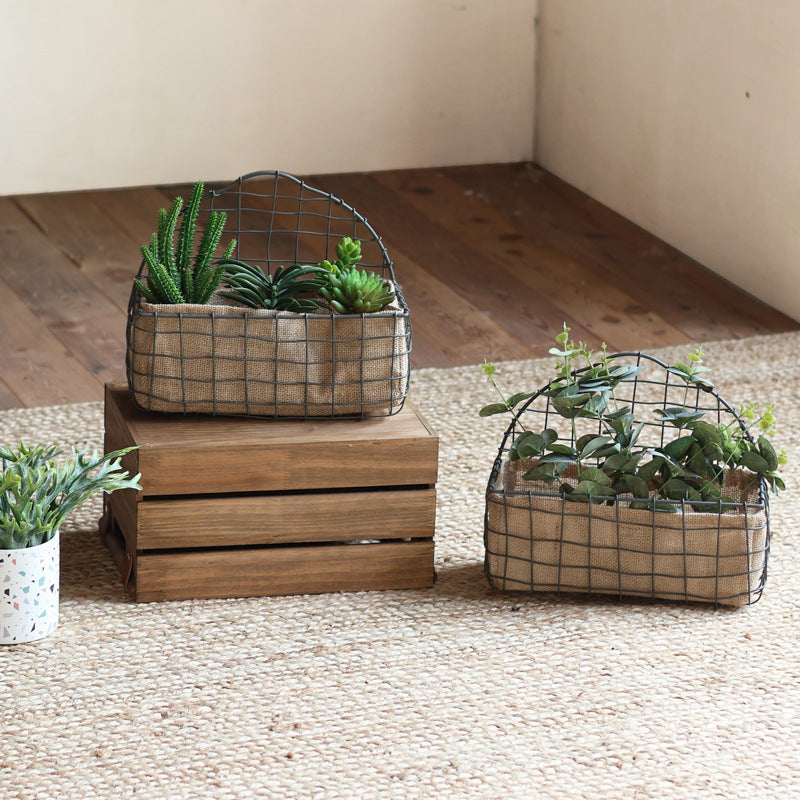 Decorative wire basket with jute bag Kalsten