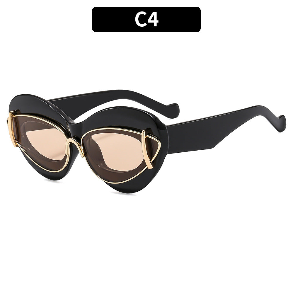 Retro-Inspired Cat-Eye Sunglasses with Unique Frame Details