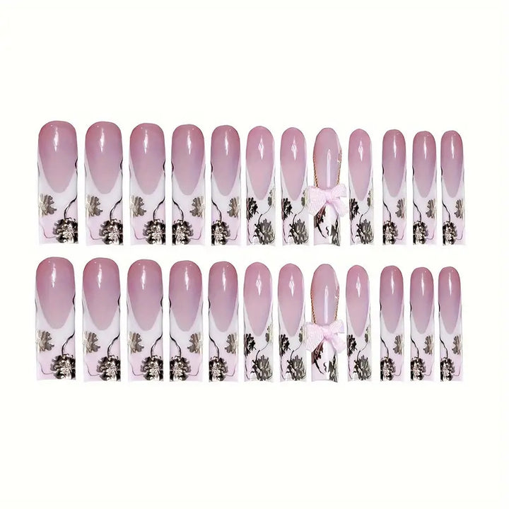 Floral Accent Decorative Press-On Nails Kalsten