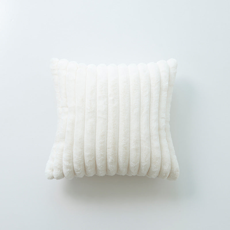 Plush Ribbed Decorative Throw Pillow
