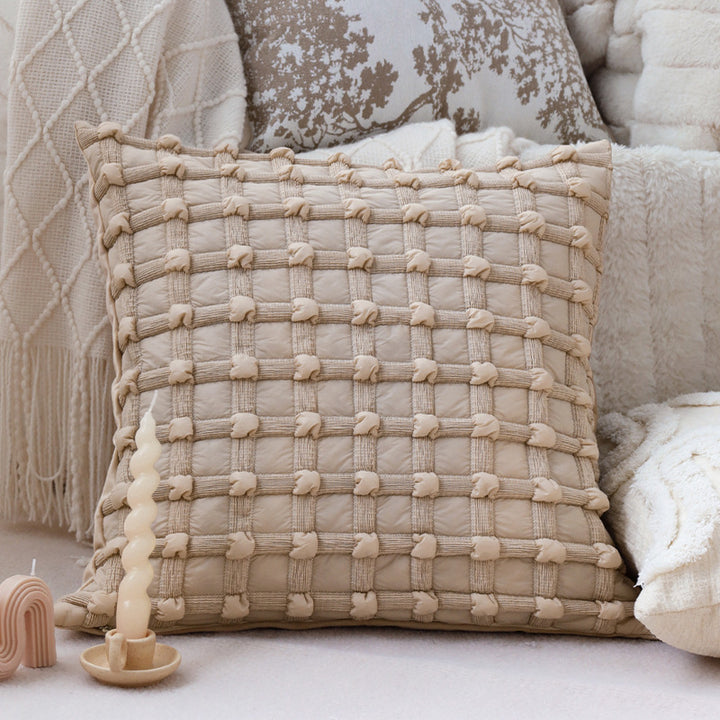 Decorative cushion cover with hand-knotted grid structure Kalsten