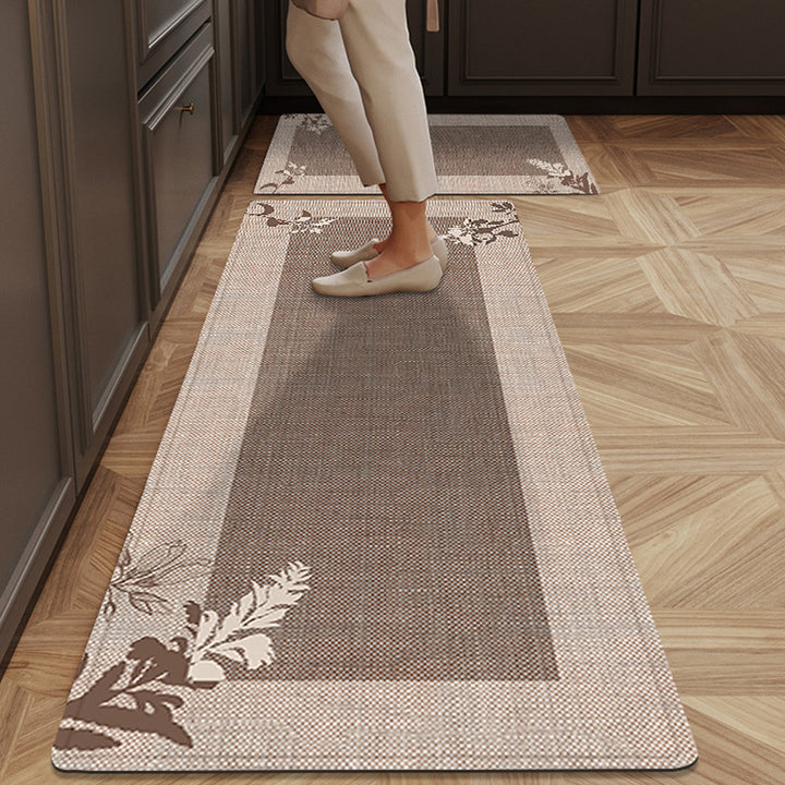 Floral Border Kitchen Runner Mat