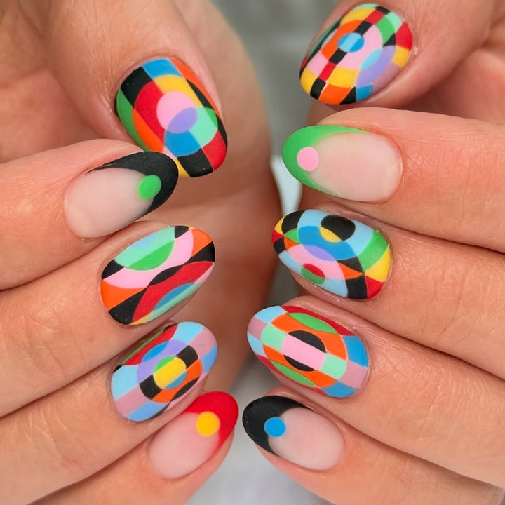 Creative Art Fake Nails with Varied Geometric Patterns Kalsten