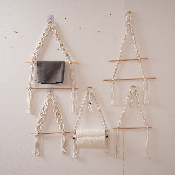 Macrame Hanging Plant Holder with Wooden Rod Kalsten
