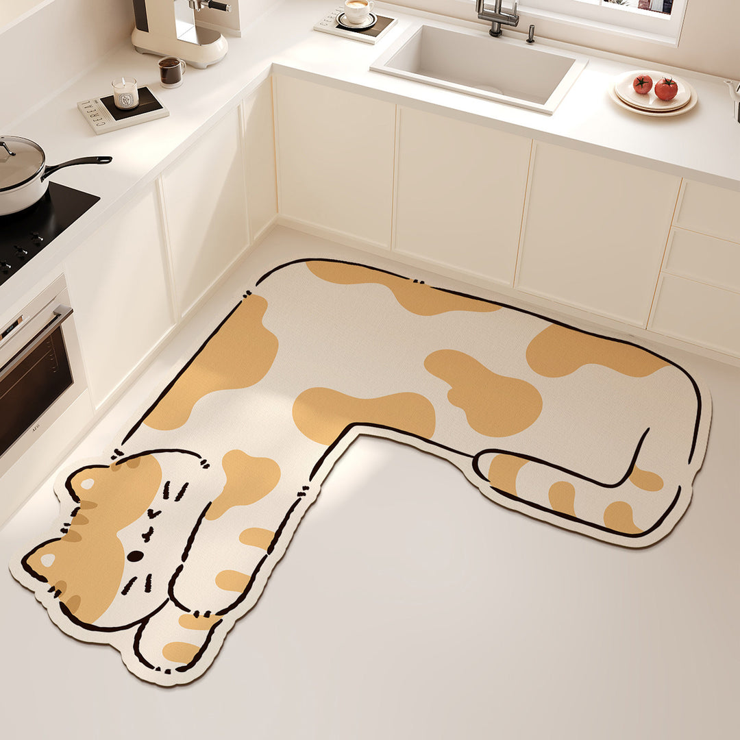 Cartoon Corgi-Shaped Anti-Fatigue Kitchen Floor Mat