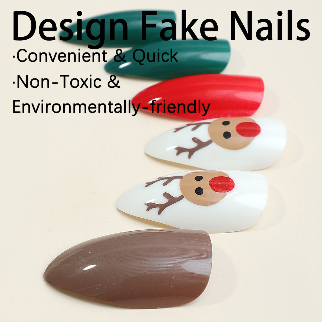 Acrylic nail set with festive Christmas motifs Kalsten 1789119049