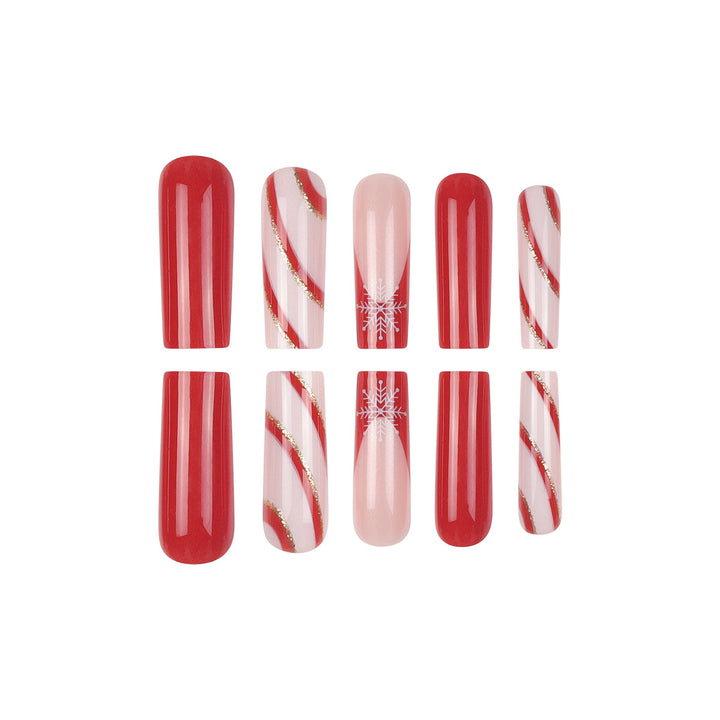 Festive Candy Cane Themed Stiletto Press-On Nails Kalsten