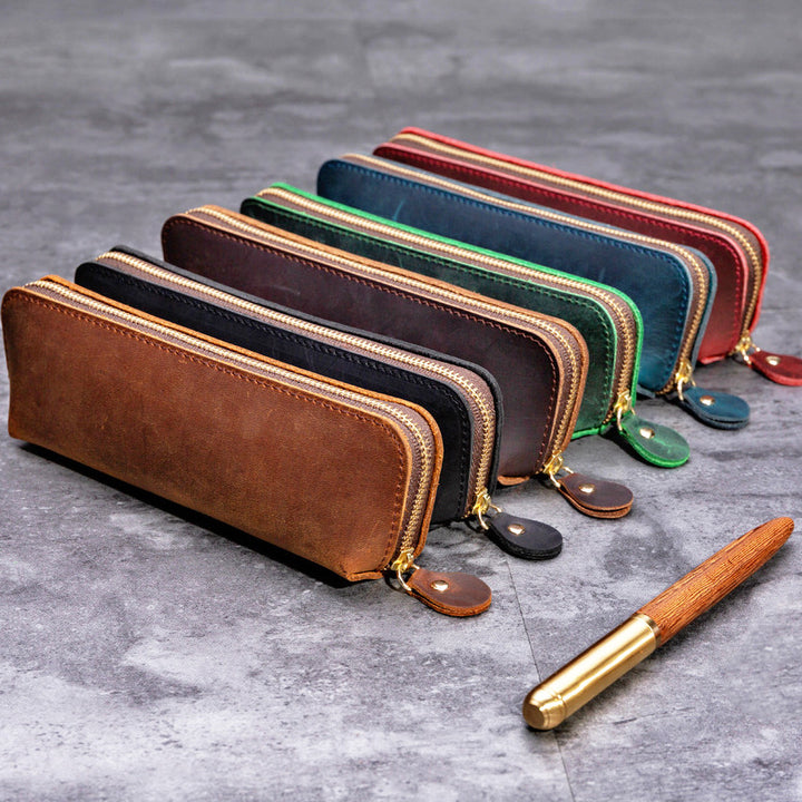Premium Leather Zippered Pencil Case