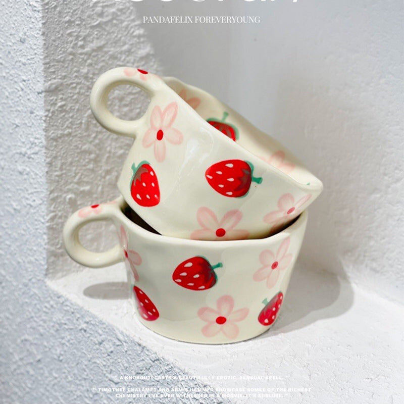 Ceramic mug with hand-painted penguin pattern