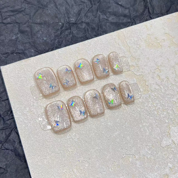 Glittering Press-On Nail Set with Star Accents Kalsten