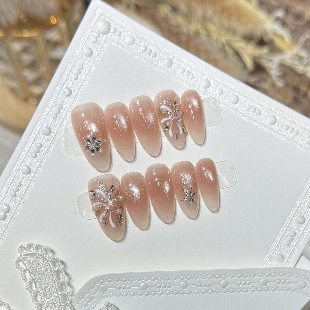 Elegant Press-On Nail Set with Decorative Star Accents Kalsten