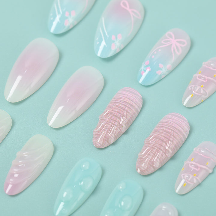 Artificial Nails Set with elegant floral and pastel designs Kalsten
