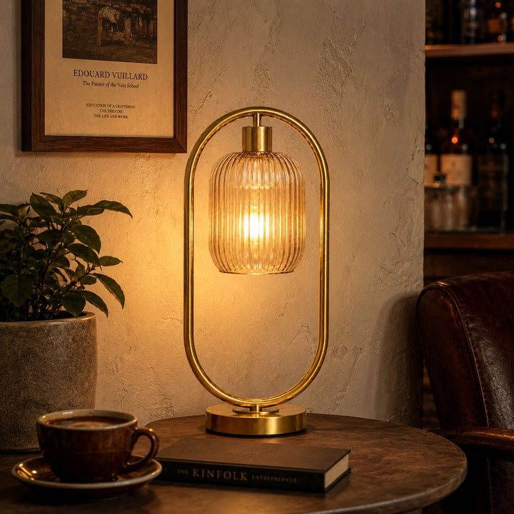 Modern Glass Ribbed Table Lamp