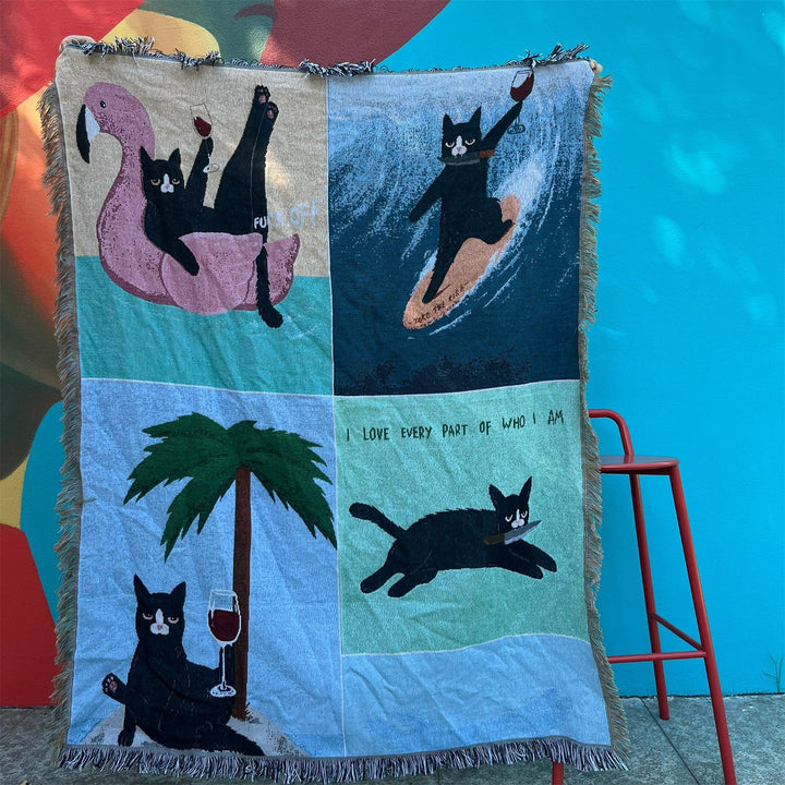 Fun Cat-Themed Decorative Throw Blanket
