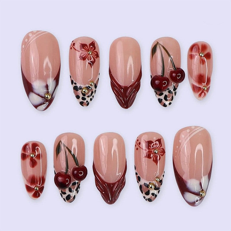 Elegant artificial nails with floral accents and glitter Kalsten