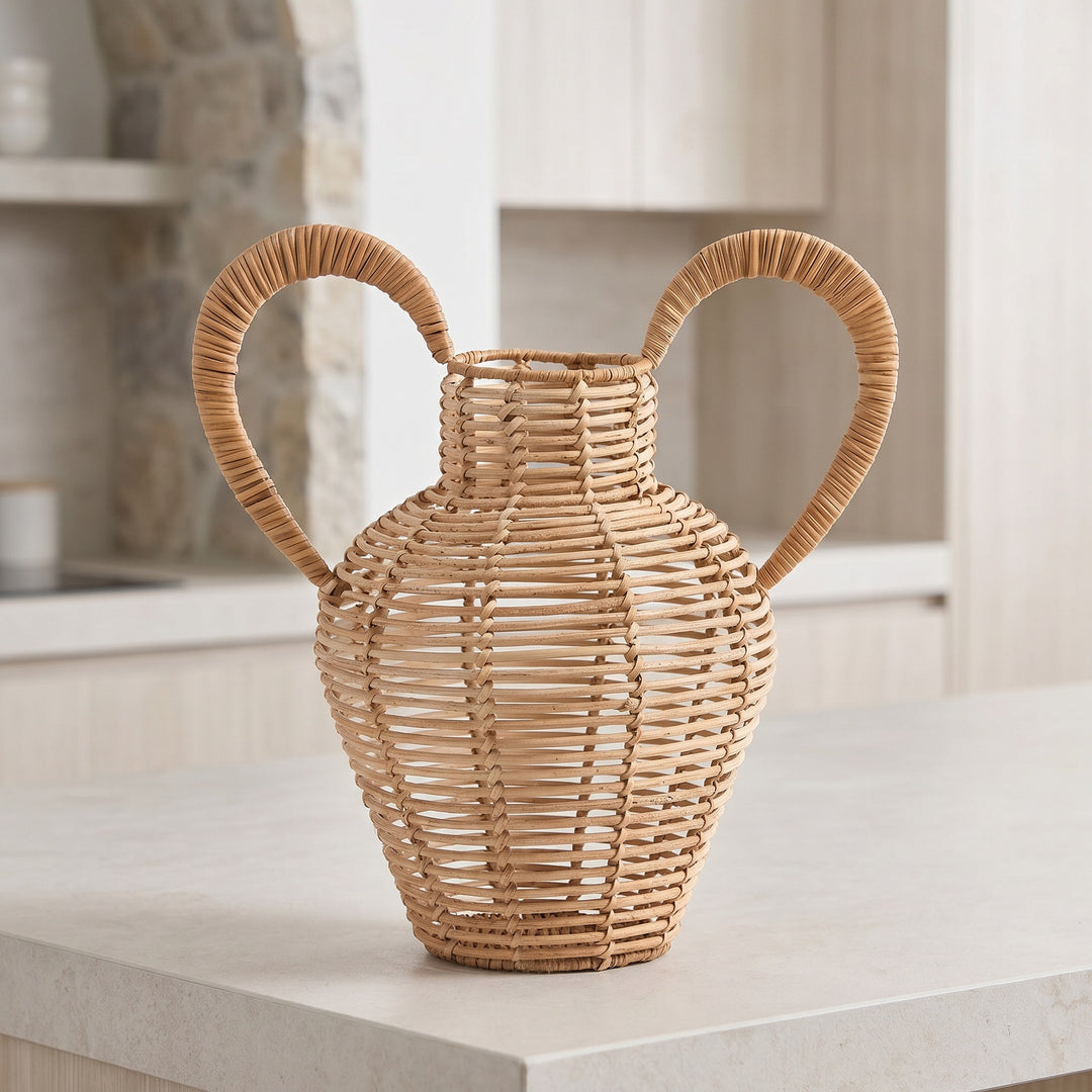 Decorative vase made of woven natural material Kalsten