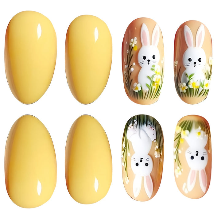 Artistic Bunny-Themed Press-On Nail Art Set Kalsten