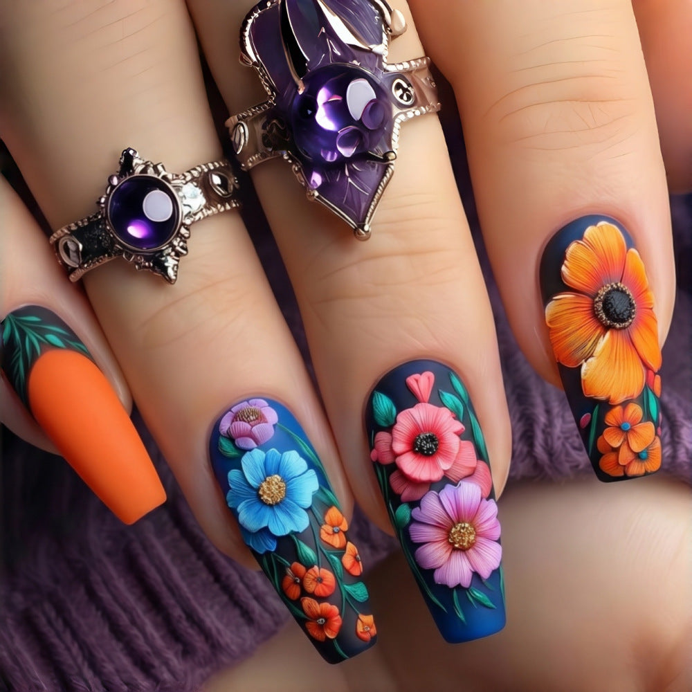 Art Nail Set with Floral Patterns Kalsten
