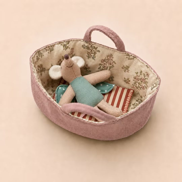 Fabric Nursery Storage Basket with Padded Handles and Floral Lined Interior