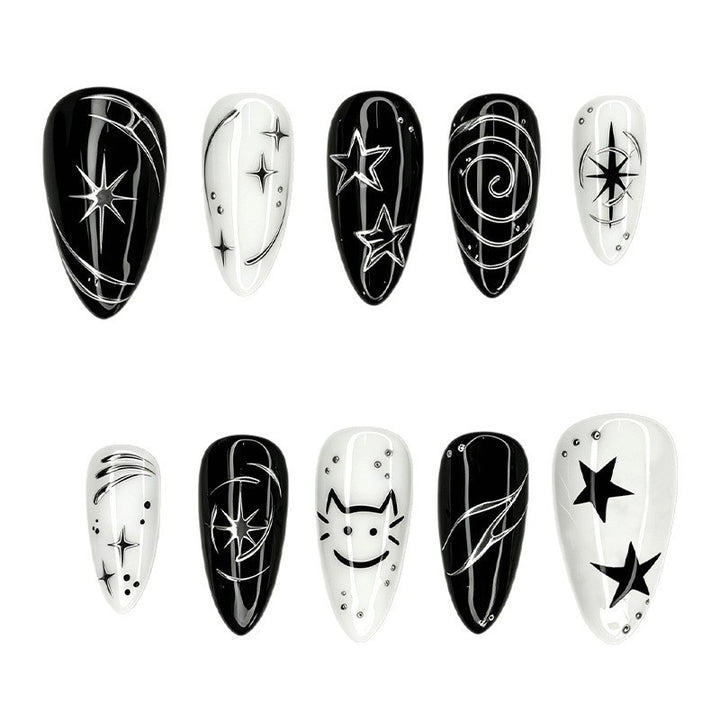 Nail art set with creative star motifs and sparkling accents Kalsten