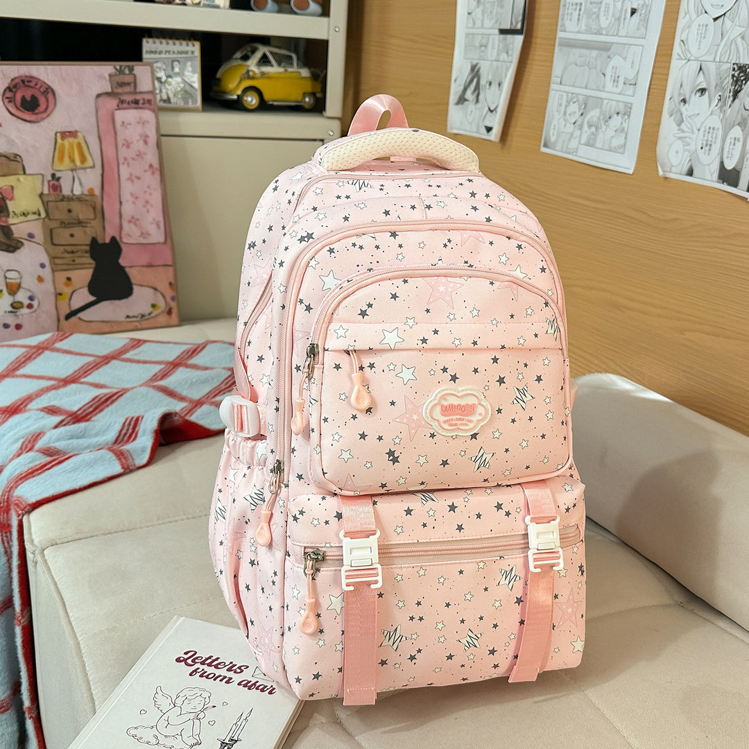 Trendy Star Print Multi-Compartment Backpack