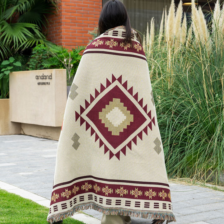Decorative Geometric Fringe Throw Blanket