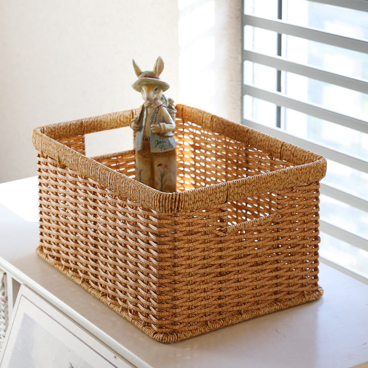 Handwoven Storage Basket with Cutout Handles Kalsten