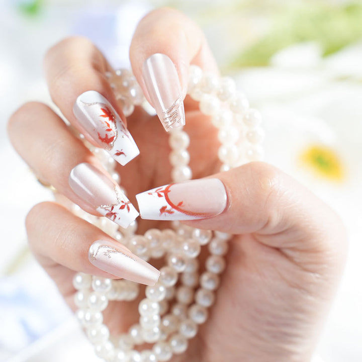 Elegant Floral Press-On Nail Design Kalsten