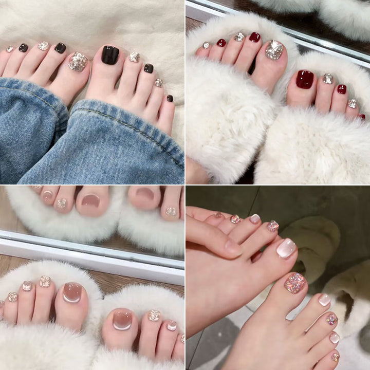 Decorative Press-On Pedicure Nail Set Kalsten