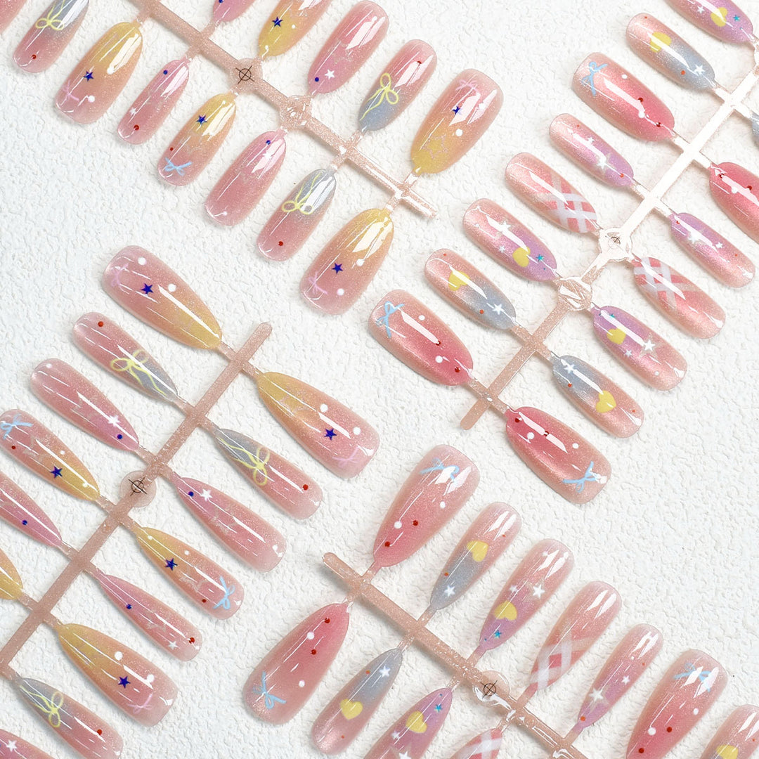 Colorful Patterned Press-On Nail Art Set Kalsten