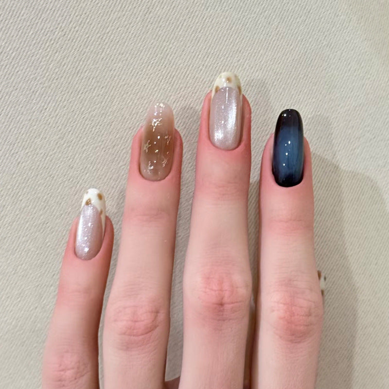 Artistic Press-On Nail Set with Glossy Finish and Unique Patterns Kalsten