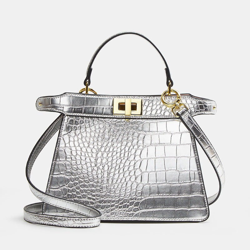 Crocodile Effect Structured Handbag