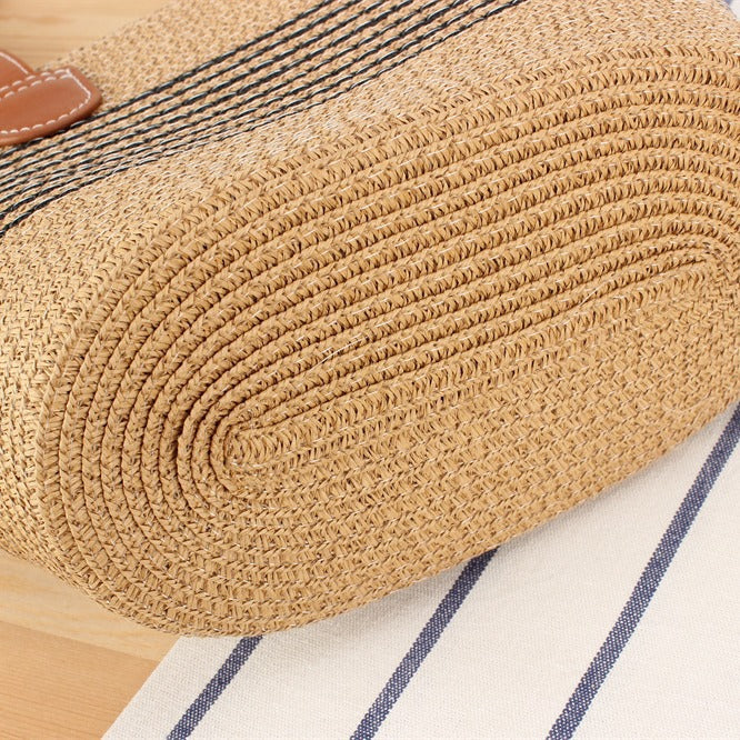 Handbag Made of High-Quality Raffia Fabric with Elegant Leather Handles Kalsten