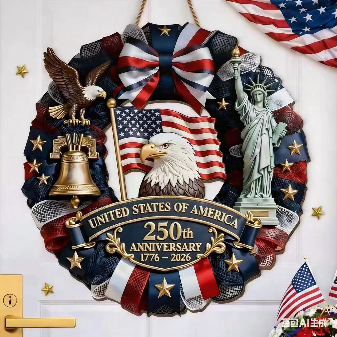 Unisex nan more patriotic door wreath with eagle Statue of Liberty and flag motif Kalsten
