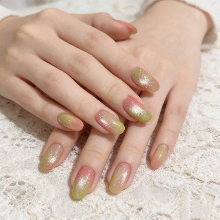 Artificial nails with elegant ombre effect and glitter accents Kalsten