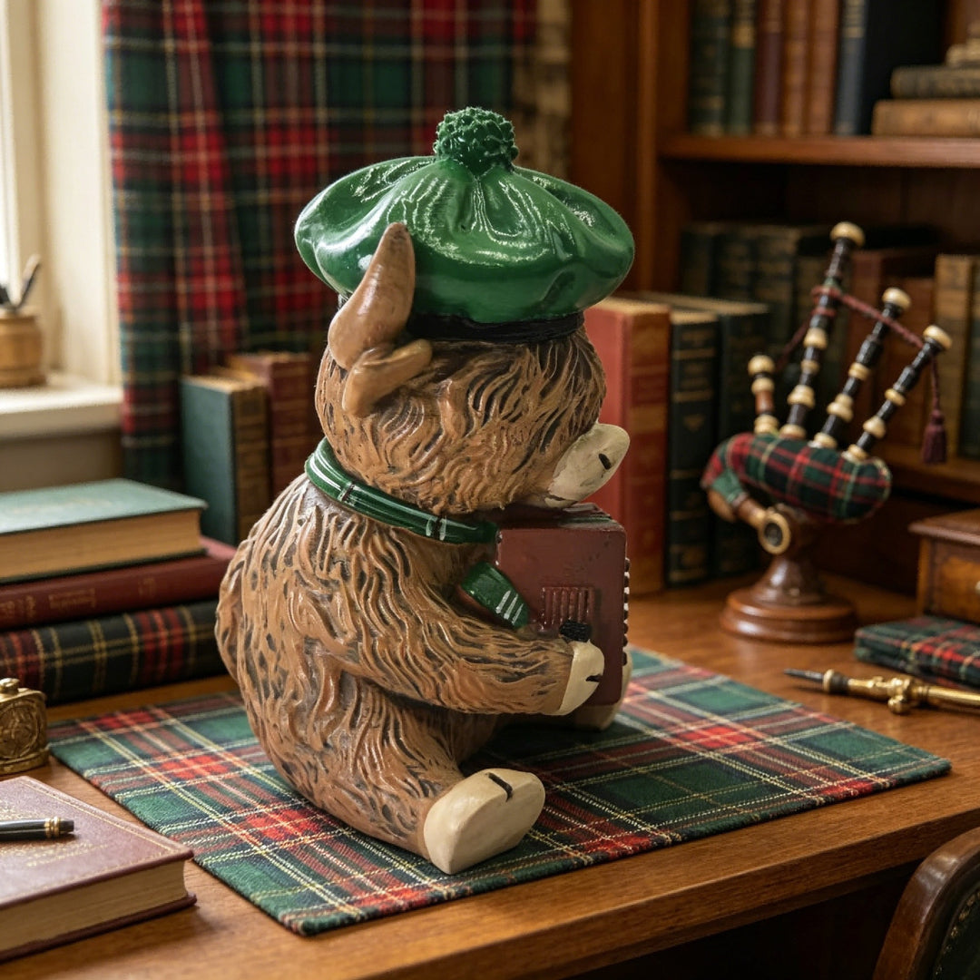 Decorative Highland Cattle Figure with Accordion Kalsten