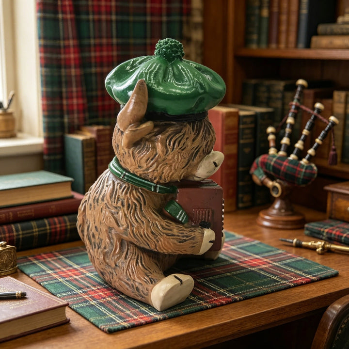 Decorative Highland Cattle Figure with Accordion Kalsten