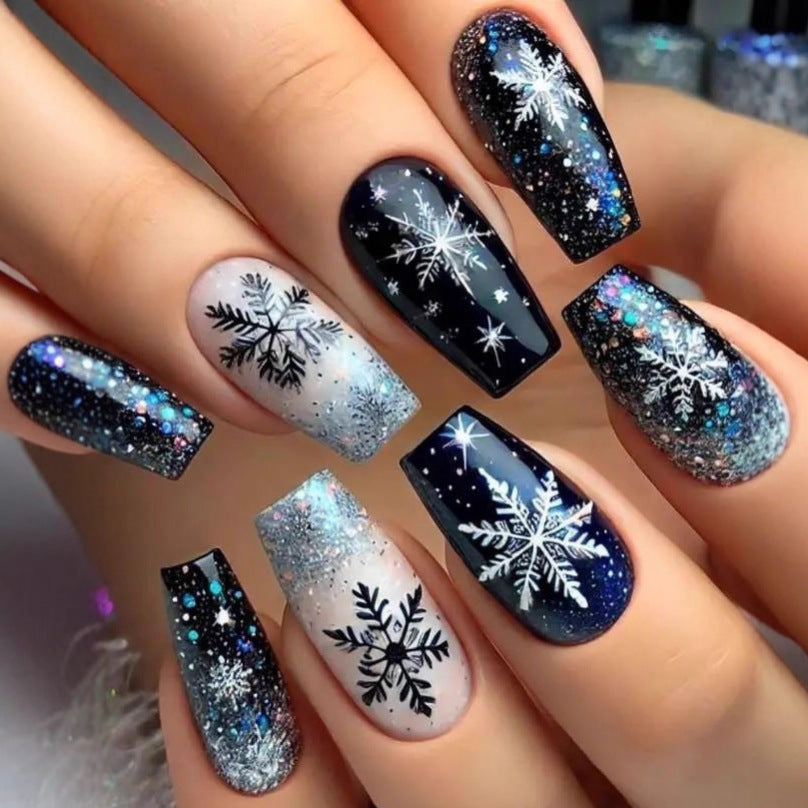 Artificial nails with winter snowflake design Kalsten
