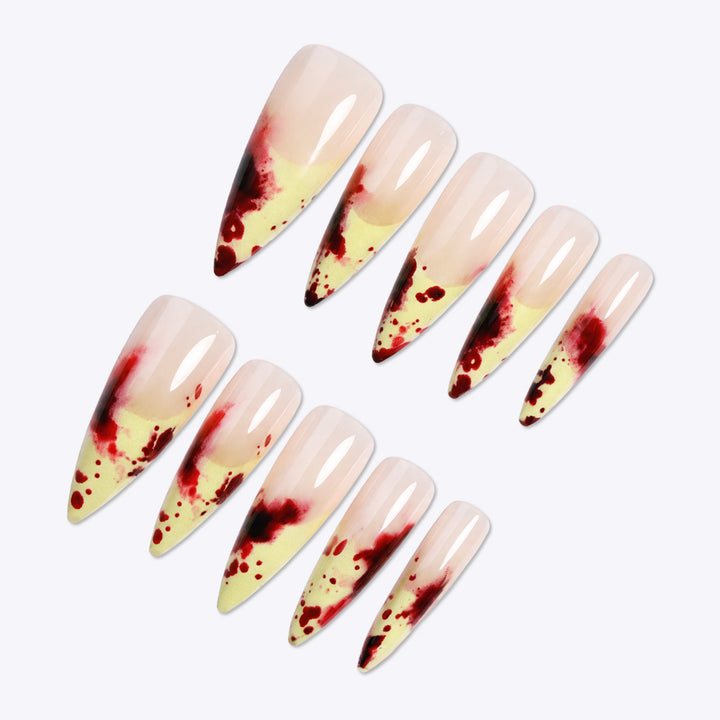 Artistic Stiletto Press-On Nail Set with Dripping Design kalsten