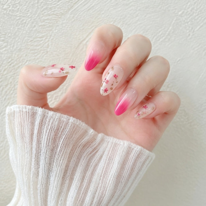 Artificial nails with delicate flower and ombre effect Kalsten