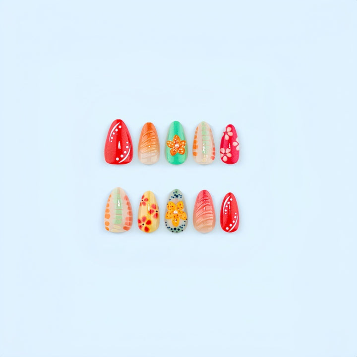 Creative floral design acrylic nails Kalsten