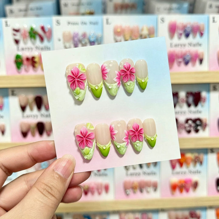 3D Floral Design Press-On Nail Art Set