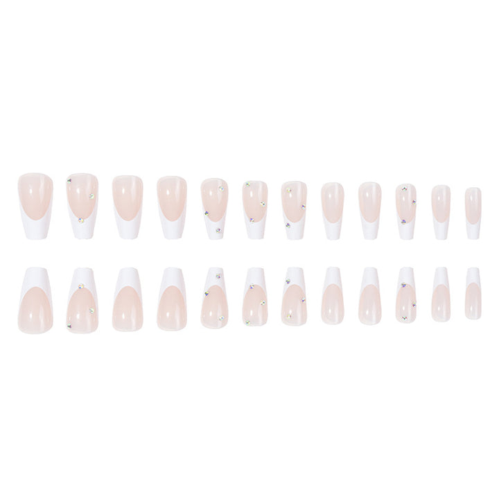 Elegant Iconic French Tip Press-On Nails with Rhinestone Accents Kalsten
