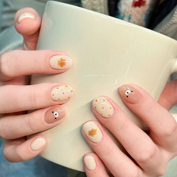 Artistic Cat-Themed Press-On Nail Art Set Kalsten